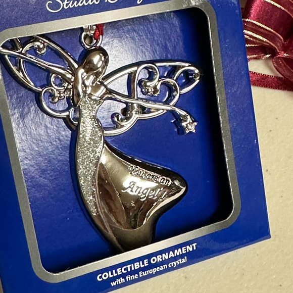 Angel figure christmas ornament Silverplated with European crystal - Picture 8 of 11